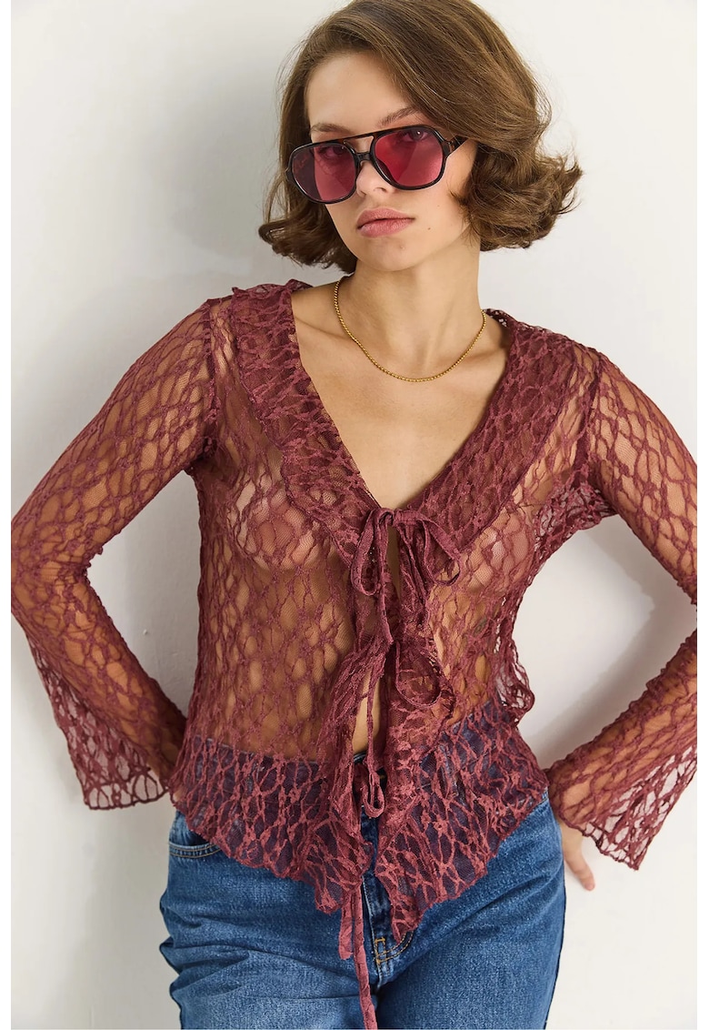 Bluza dama - HiCCUP - dantela - mov - jerseu