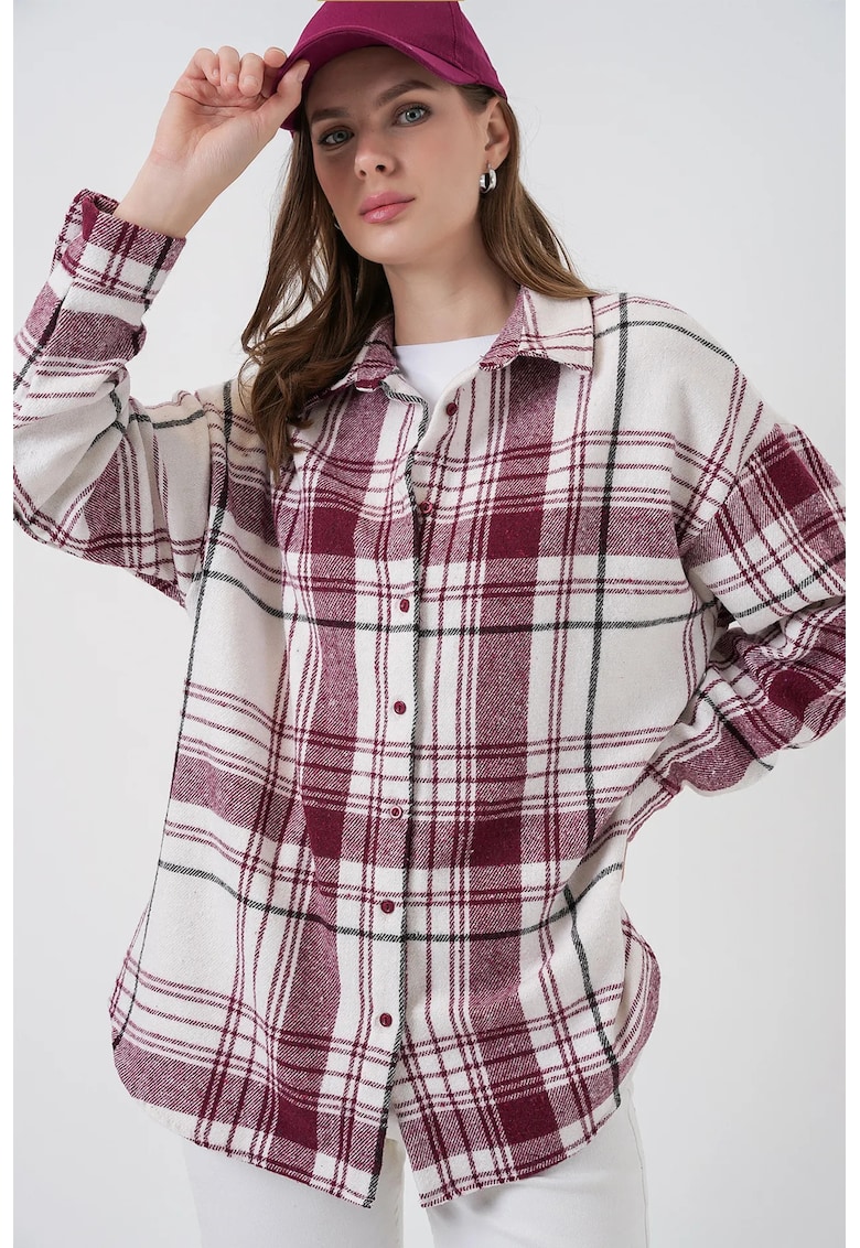 Camasa dama - HiCCUP - flanel - roz - textil