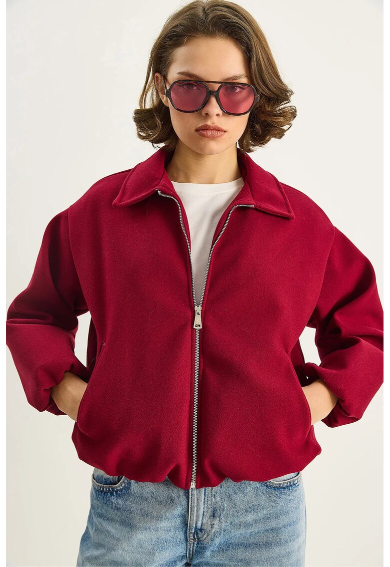 Jacheta dama - HiCCUP - Textil - Cherry red