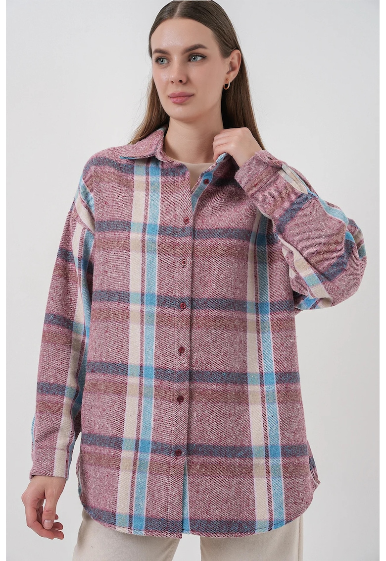 Camasa dama - HiCCUP - flanel - roz garoafa - textil