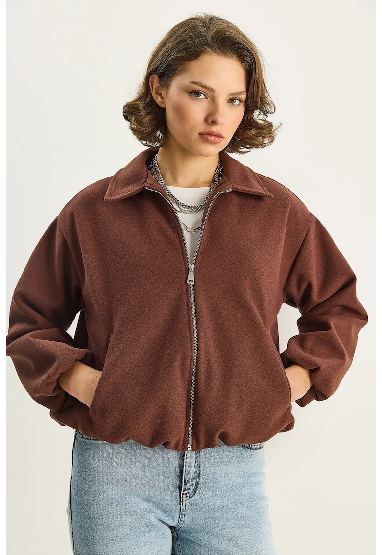 Jacheta dama - HiCCUP - Textil - Maro castaniu