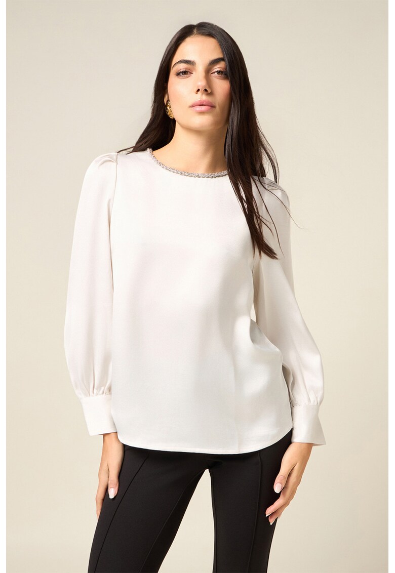 Bluza cu decolteu rotund - Alb