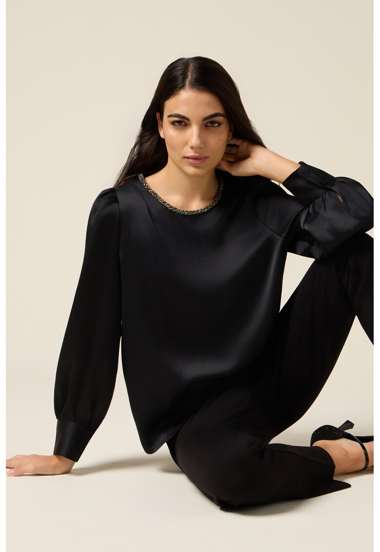 Bluza cu decolteu rotund - Negru