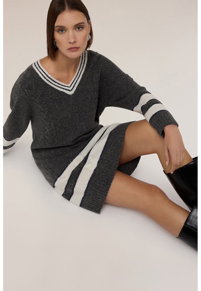 Rochie-pulover cu decolteu in V