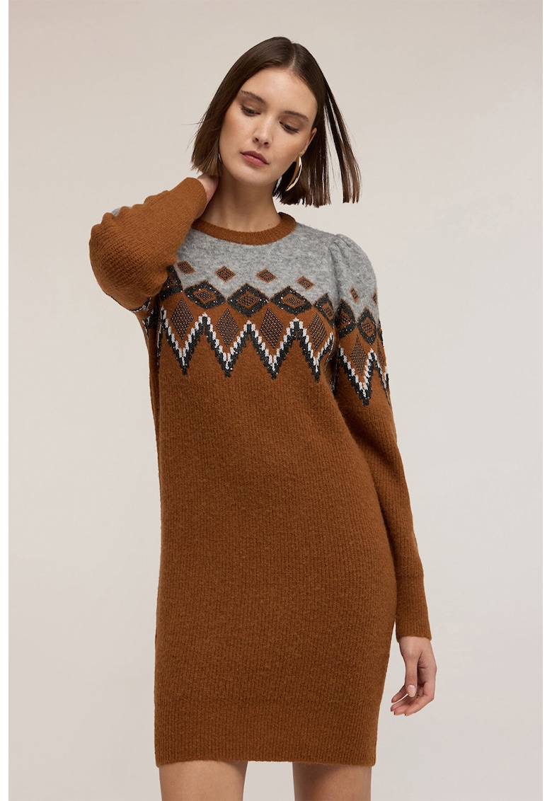 Rochie-pulover cu model geometric