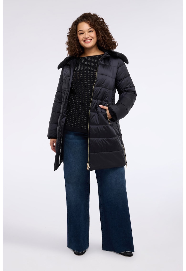 Geaca cu guler cu blana sintetica