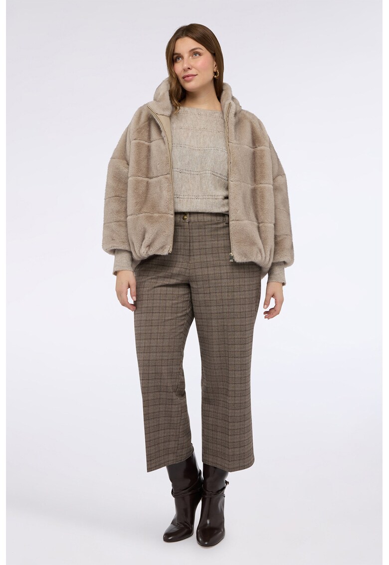 Palton din blana sintetica cu gluga