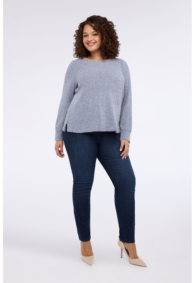 Bluza cu detaliu lant pe decolteu - Albastru deschis