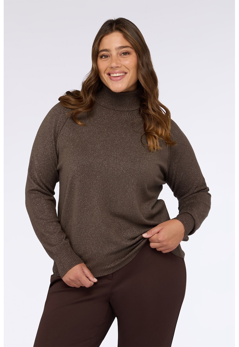 Pulover cu guler inalt si insertii de lurex