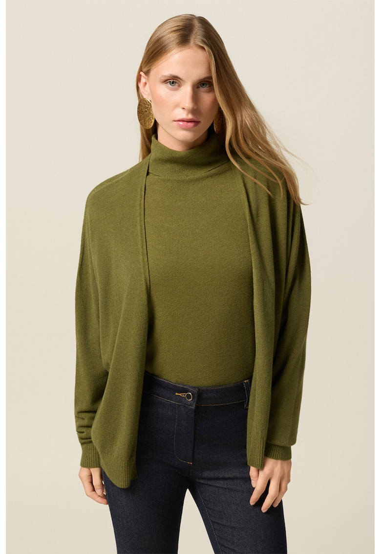 Cardigan lejer fara inchidere - Verde feriga