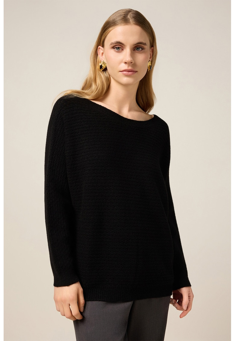 Pulover uni cu decolteu barcuta