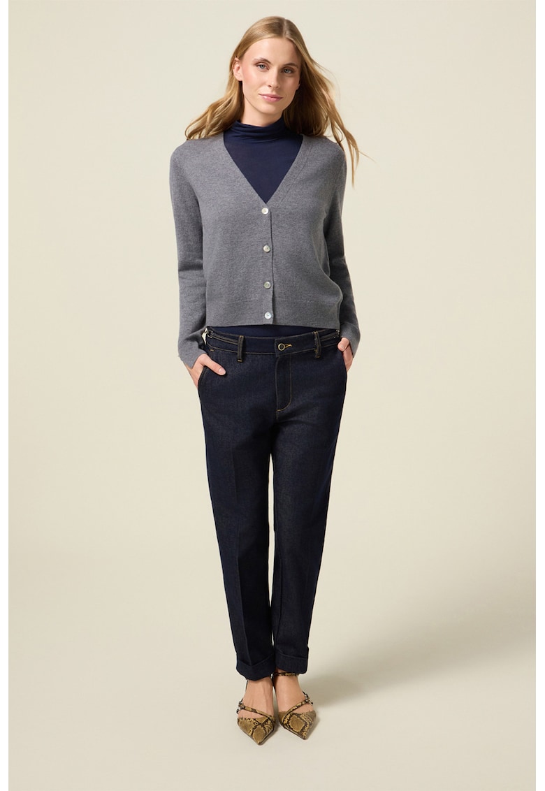 Cardigan din lana si casmir cu decolteu in V