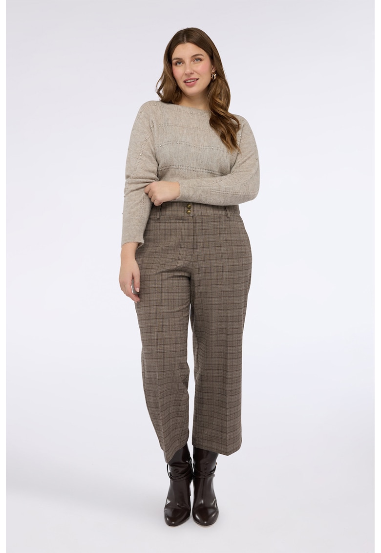 Puover uni cu aplicatii din strasuri - Maro nisip