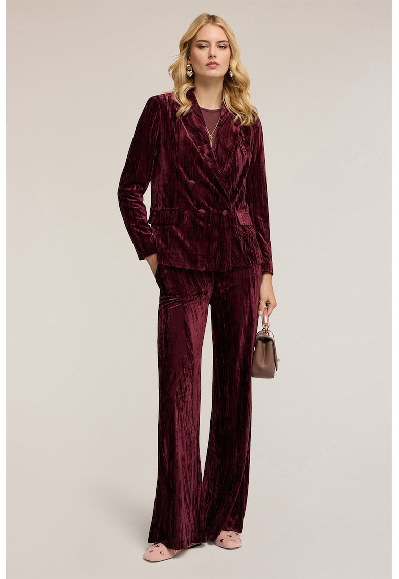 Pantaloni cu aspect de catifea si croiala ampla