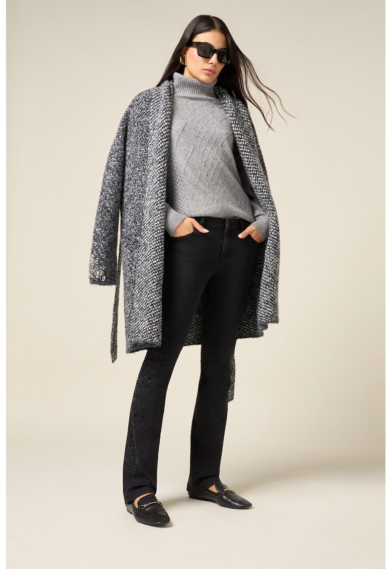 Blugi slim-fit cu aplicatii din strasuri