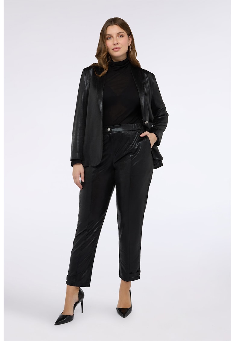 Pantaloni drepti din piele sintetica