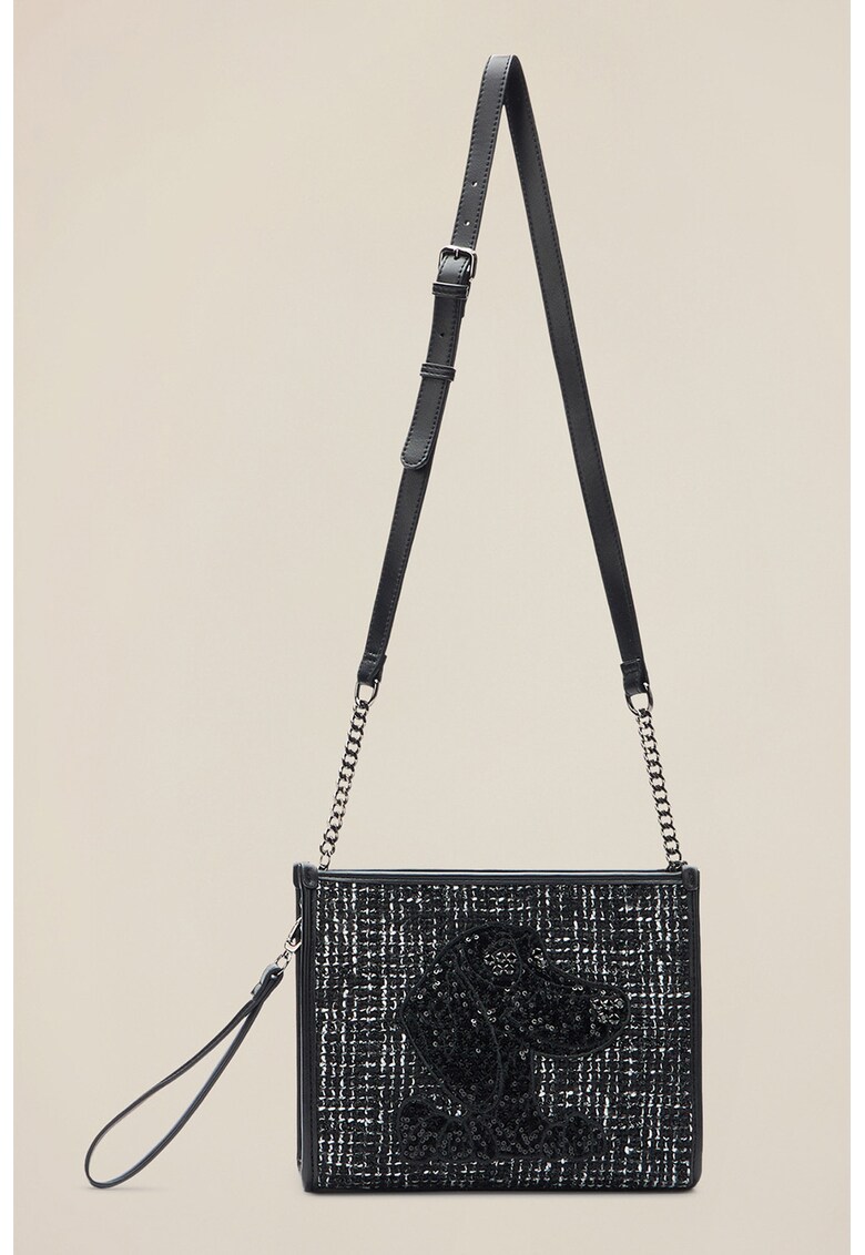 Geanta crossbody cu model si paiete - Negru