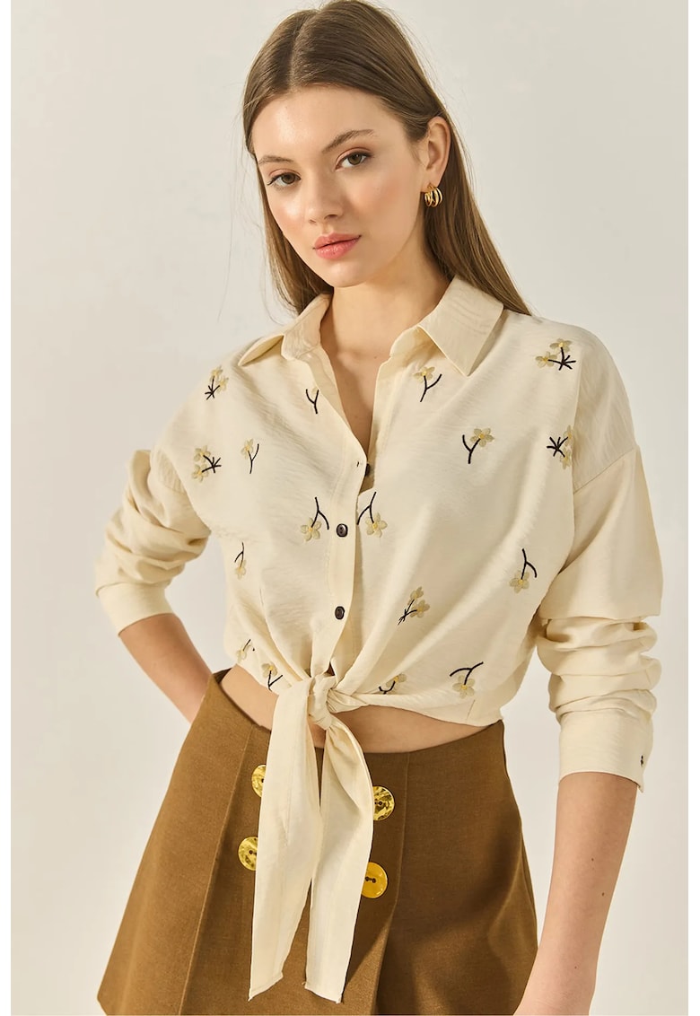 Camasa dama - brodata - galben chihlimbar - bumbac