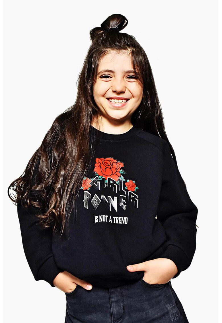 Bluza de trening lejera cu imprimeu grafic - Negru/Coral