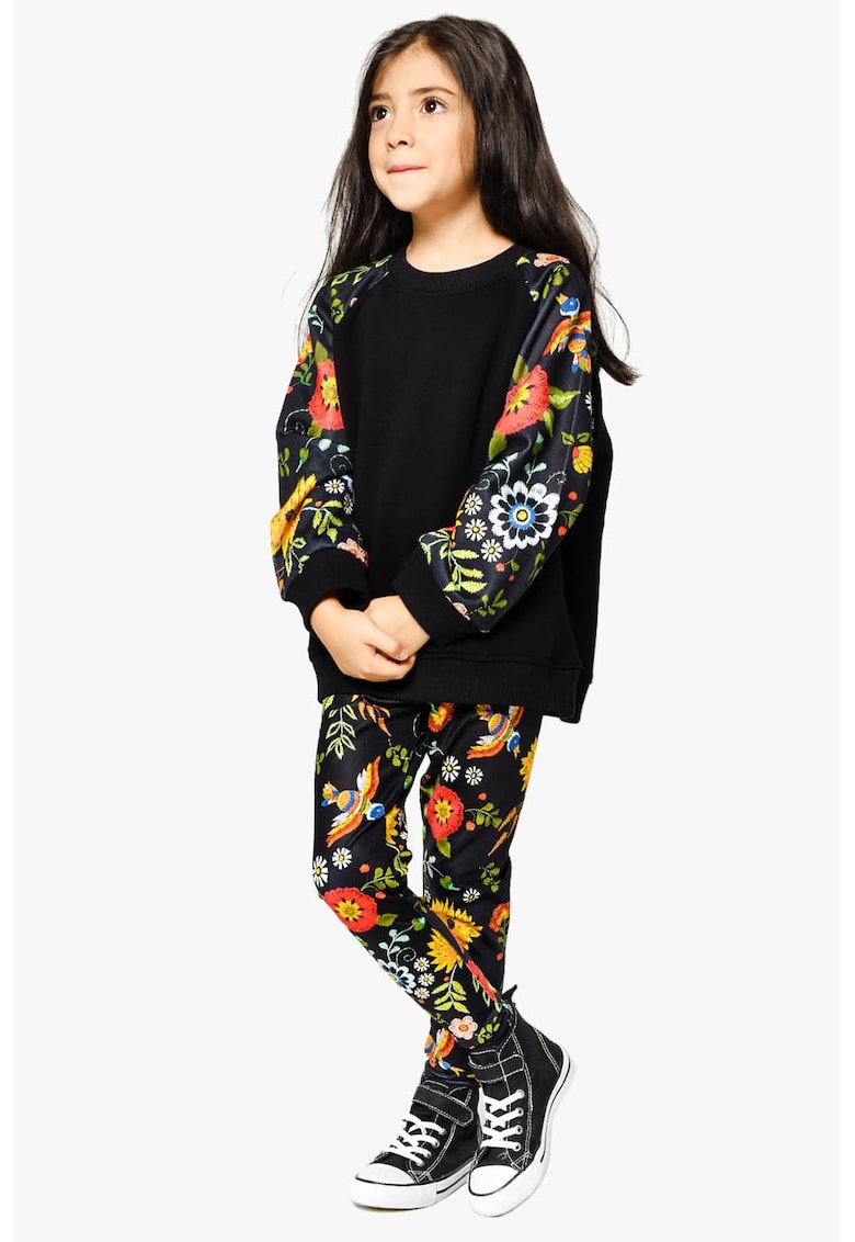 Colanti cu imprimeu floral - Negru/Portocaliu mandarina/Roz