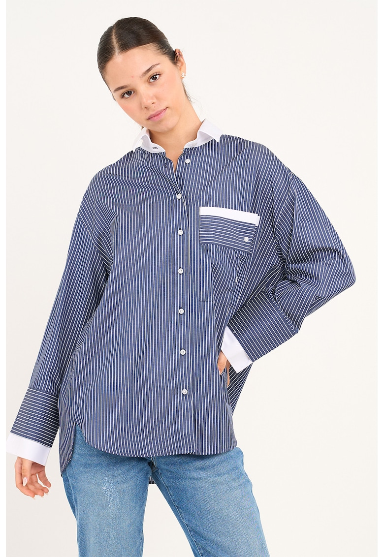 Camasa supradimensionata din bumbac cu model in dungi