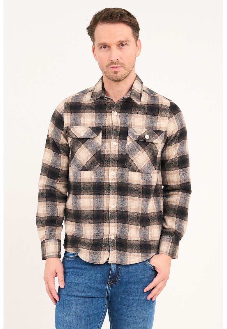 Camasa cu model in carouri si buzunare pe piept