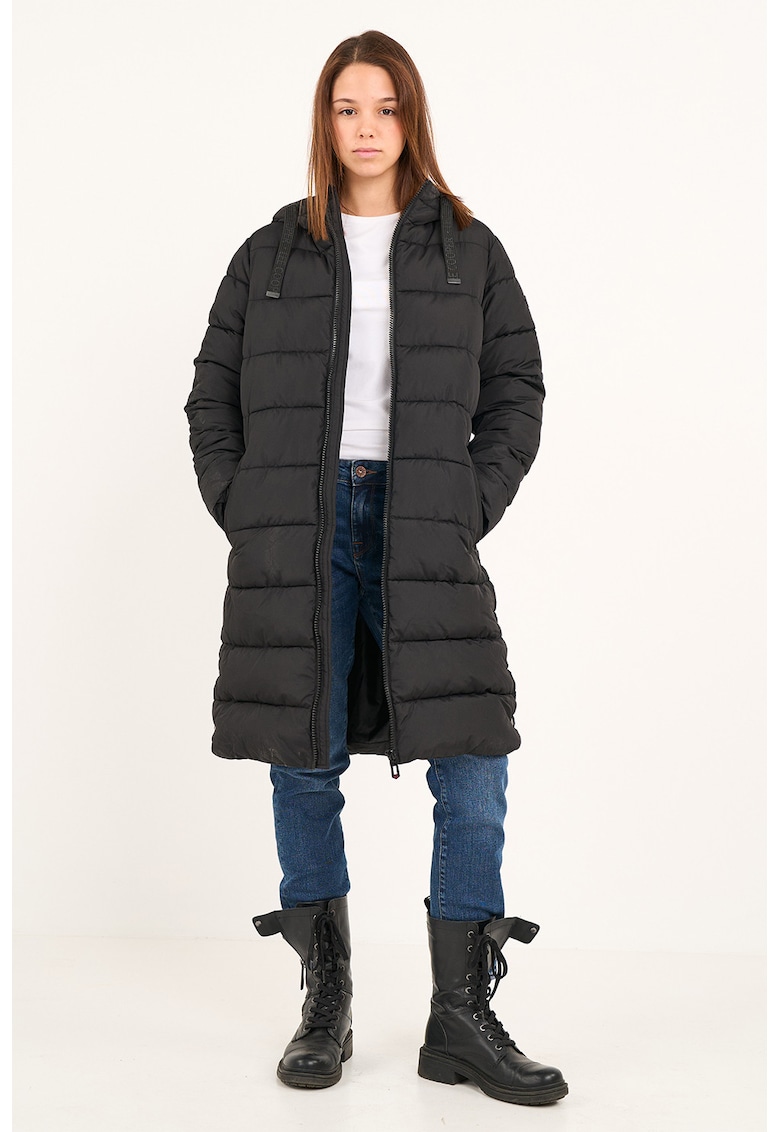 Lee Cooper Geaca lunga cu gluga - Negru stins
