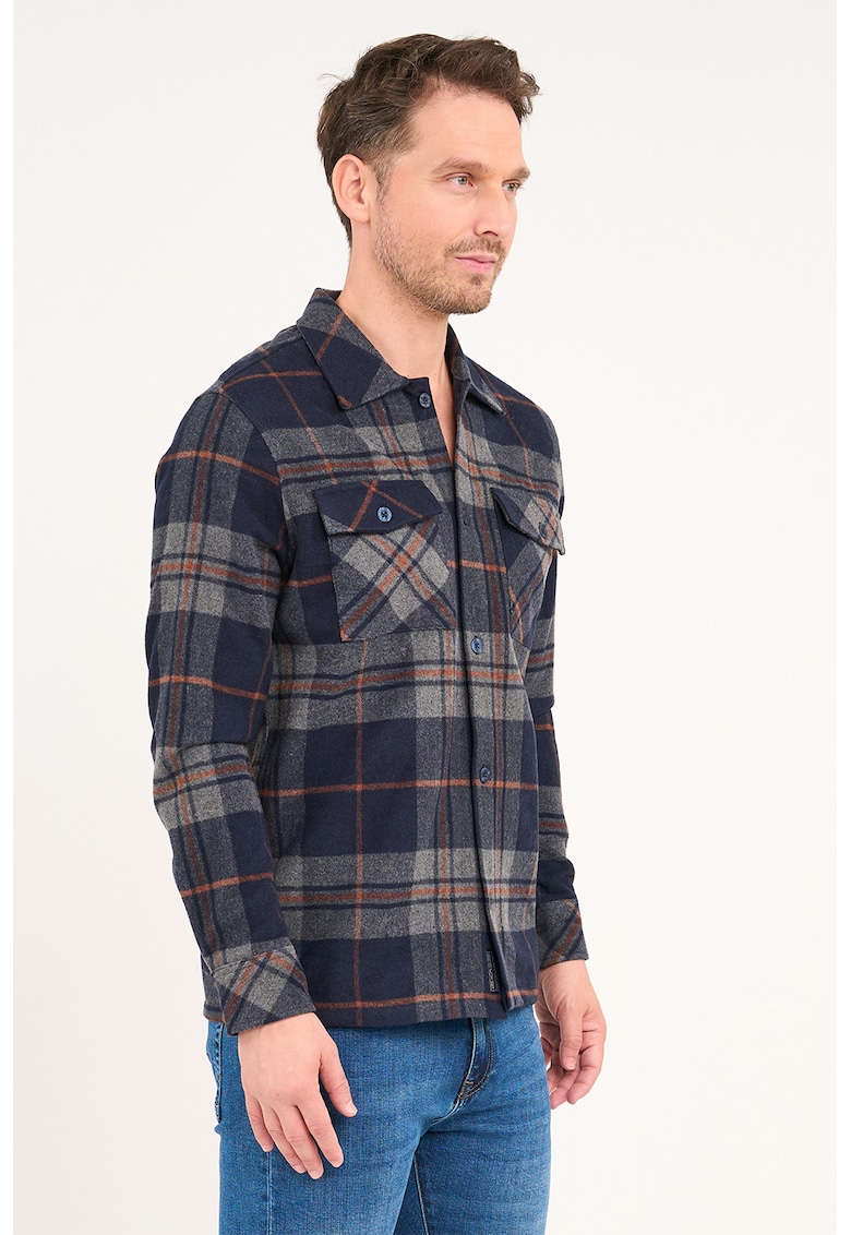 Camasa cu model in carouri si buzunare pe piept