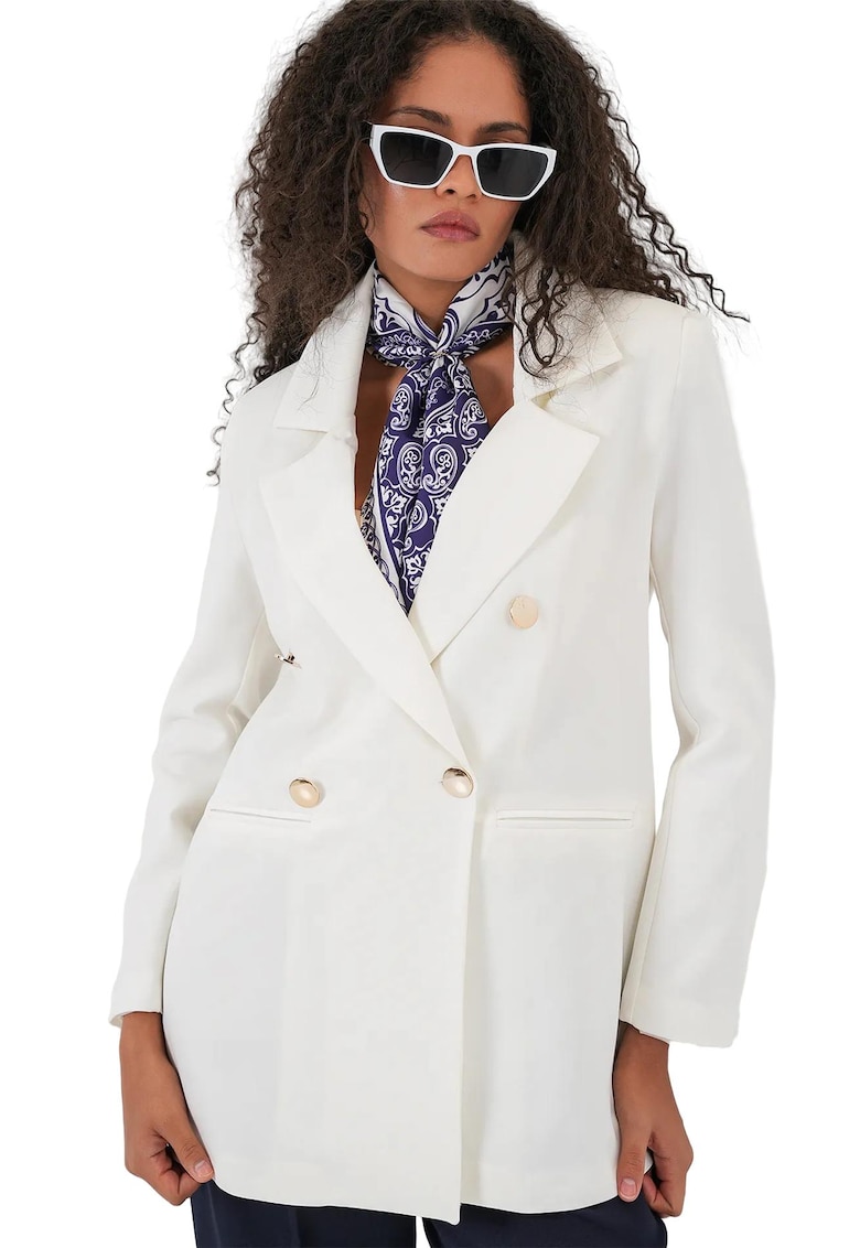 Sacou dama HiCCUP - blazer cu nasturi alb - textil