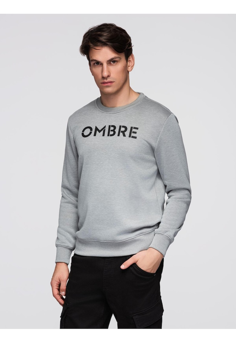 Bluza clasica cu imprimare B1711 - Gri deschis melange