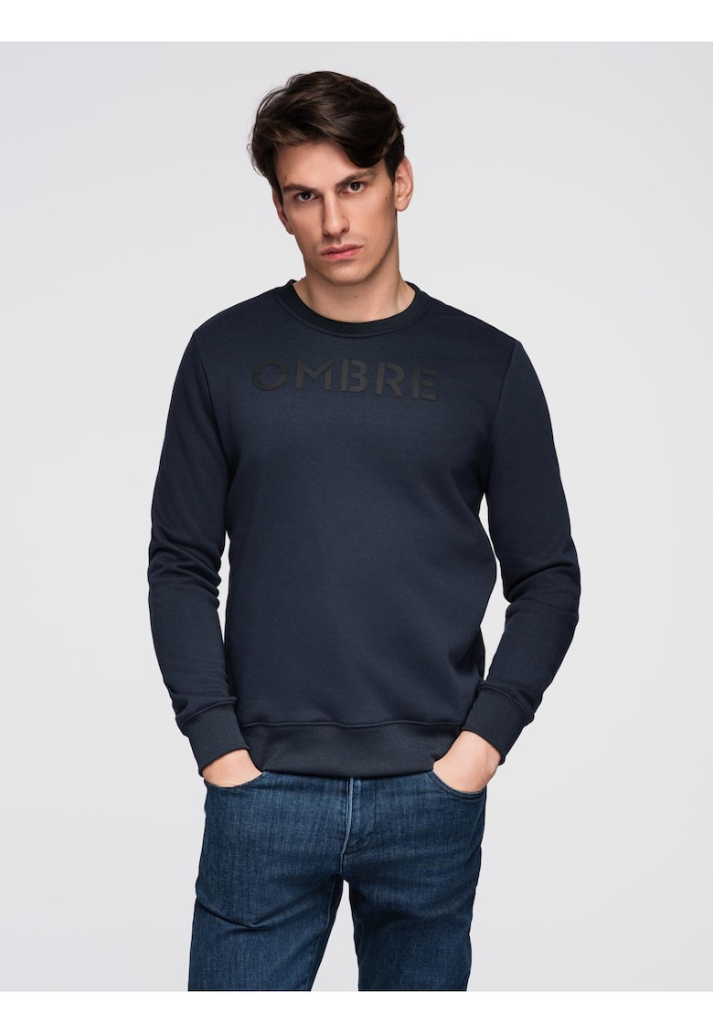 Bluza clasica cu imprimare B1711 - Albastru inchis