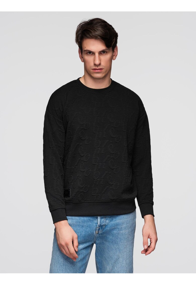 Bluza RELAXED FIT cu litere prelucrate B1712 - Negru