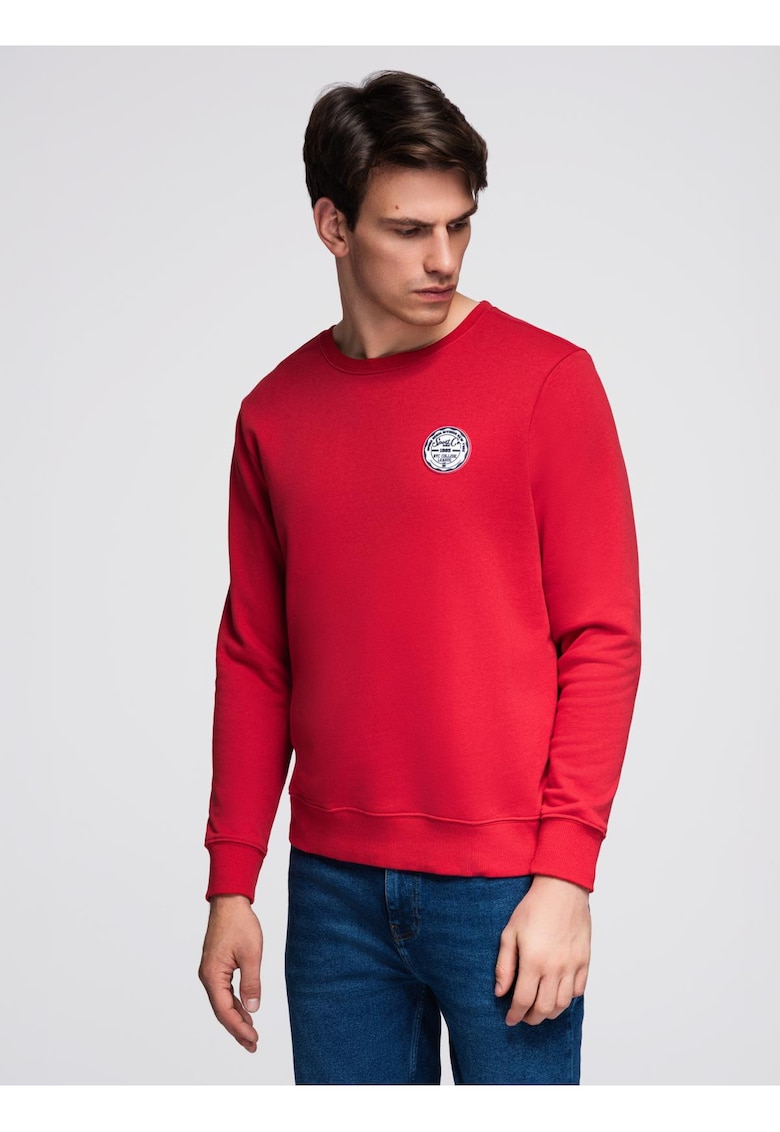 Bluza cu guler rotund si patch B1713 - Rosu