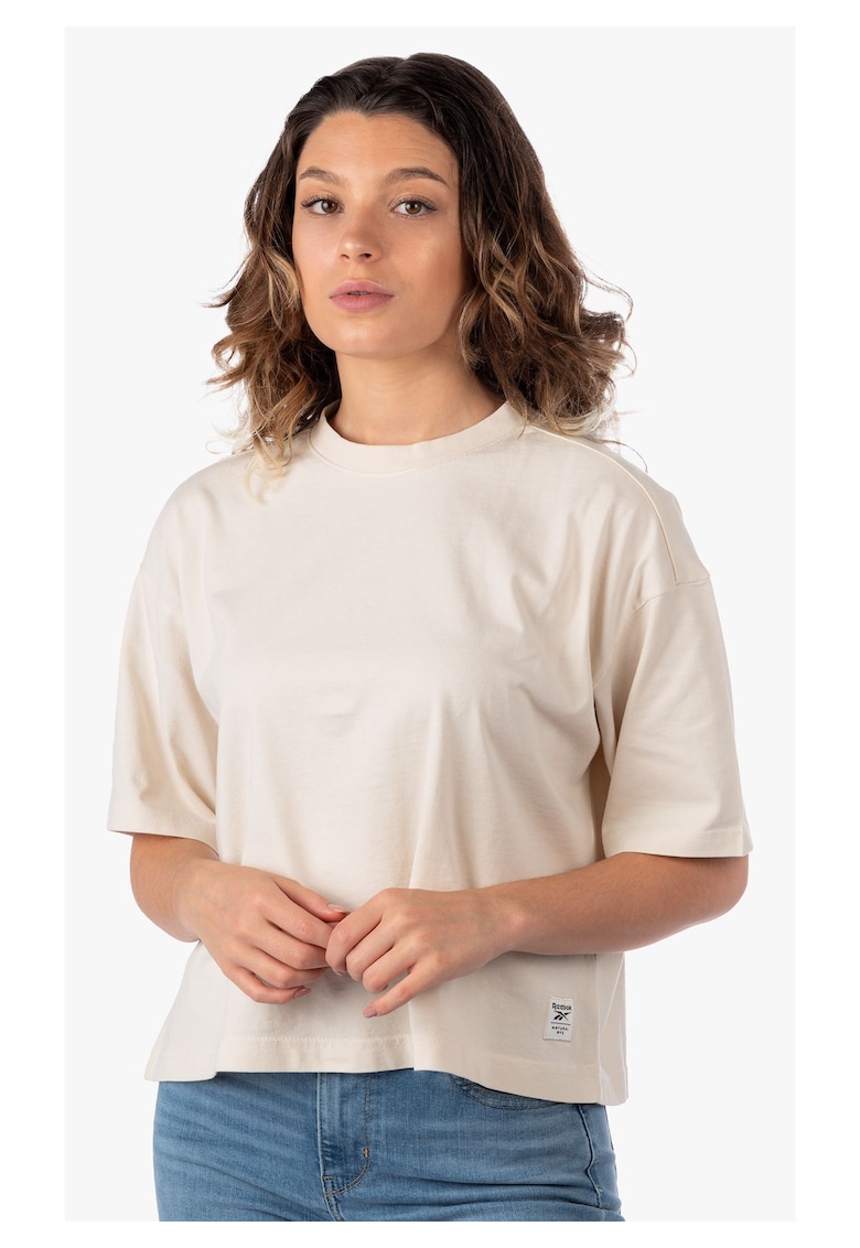 Tricou dama - CL RBK ND Cropped - bej - 100% bumbac - croiala lejera