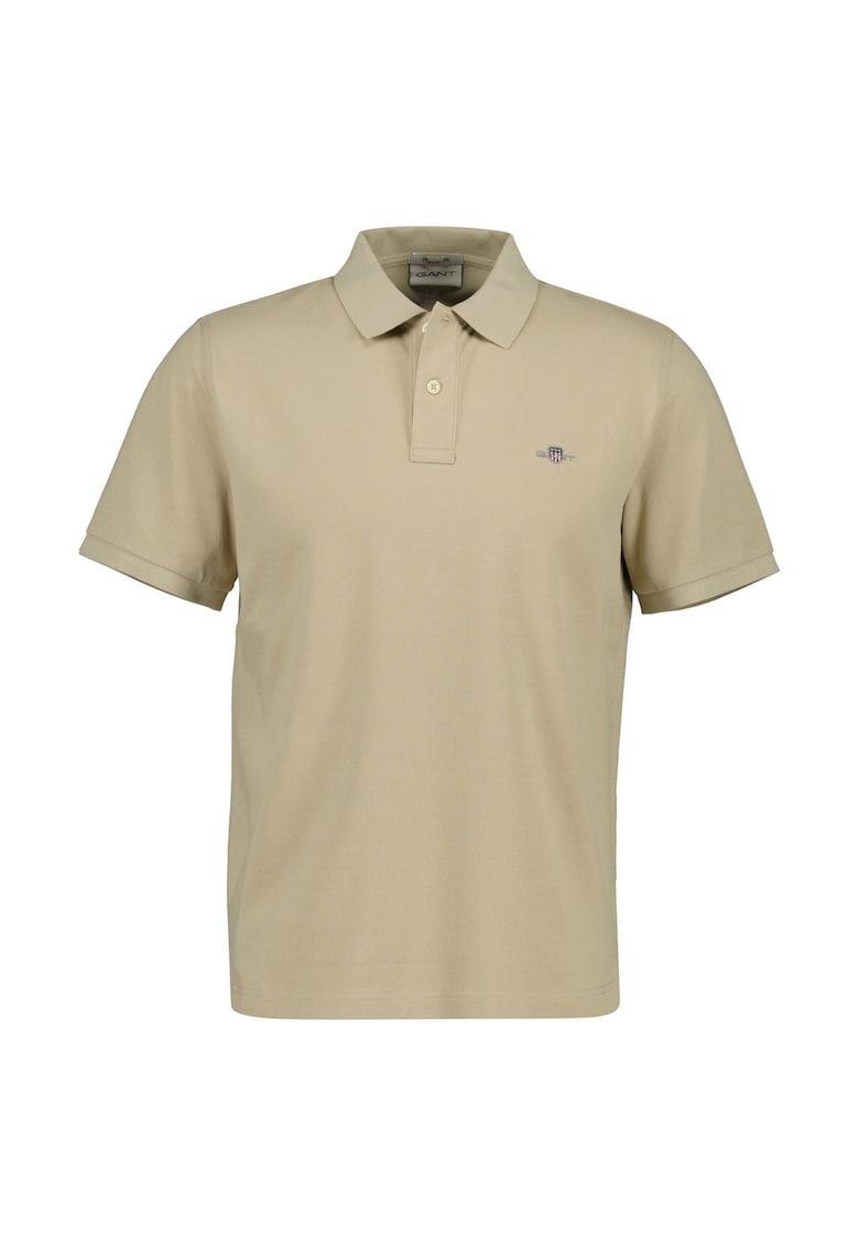 Gant Tricou polo din bumbac pique Shield - Maro nisip