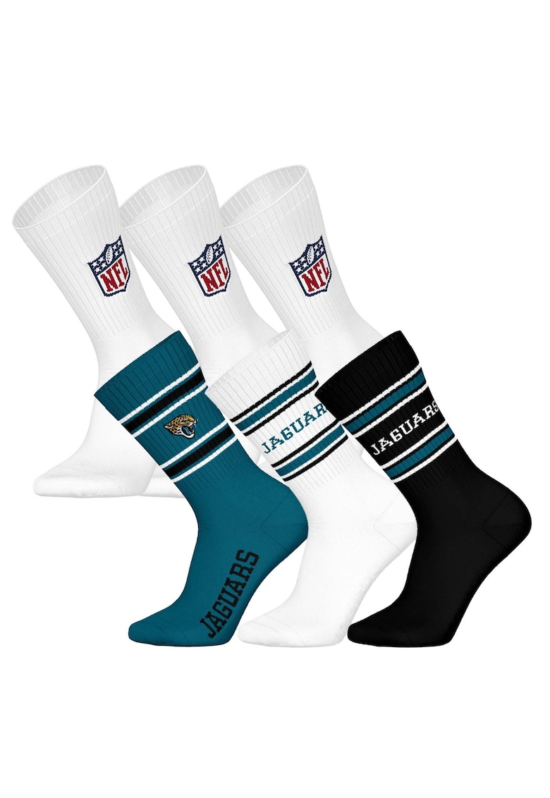 Nfl Set de sosete lungi unisex - 6 perechi - Alb/Negru/Albastru petrol