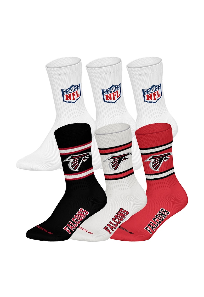 Nfl Set de sosete lungi unisex - 6 perechi - Alb/Negru/Coral