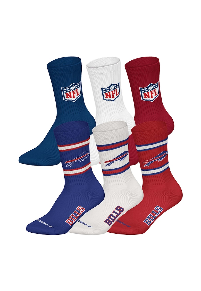 Nfl Set de sosete lungi unisex - 6 perechi - Rosu/Alb/Albastru deschis