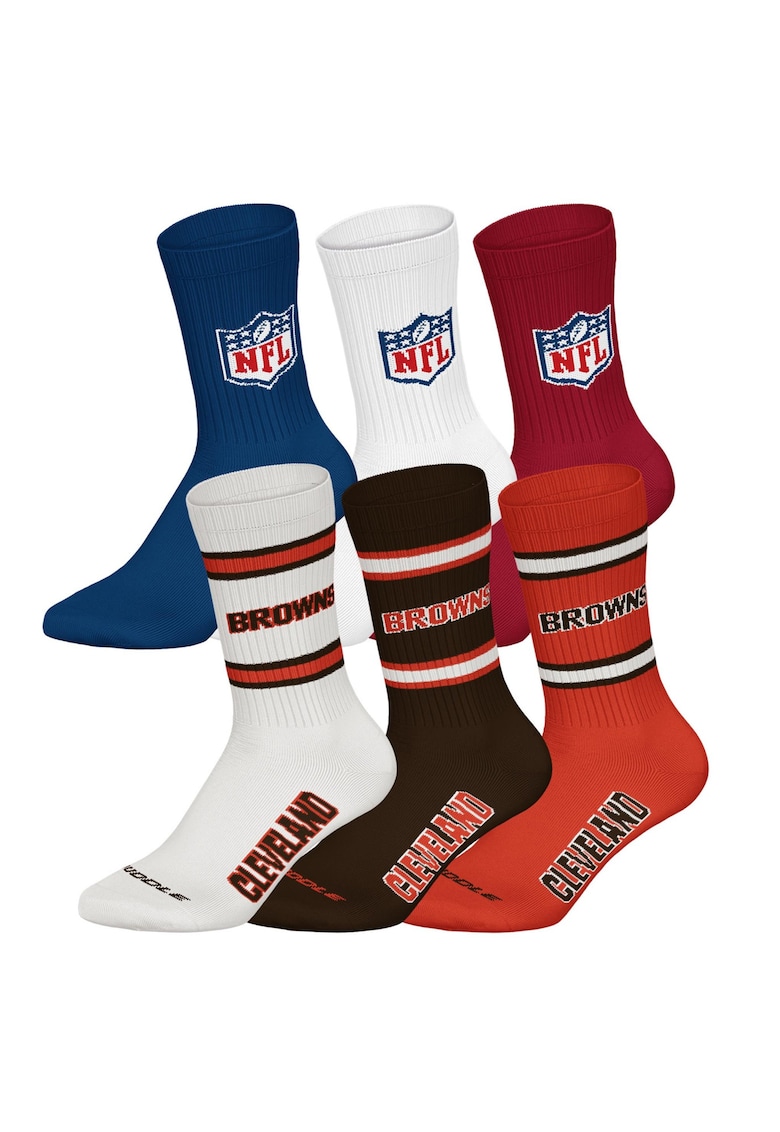 Nfl Set de sosete lungi unisex - 6 perechi - Rosu/Alb/Maro inchis