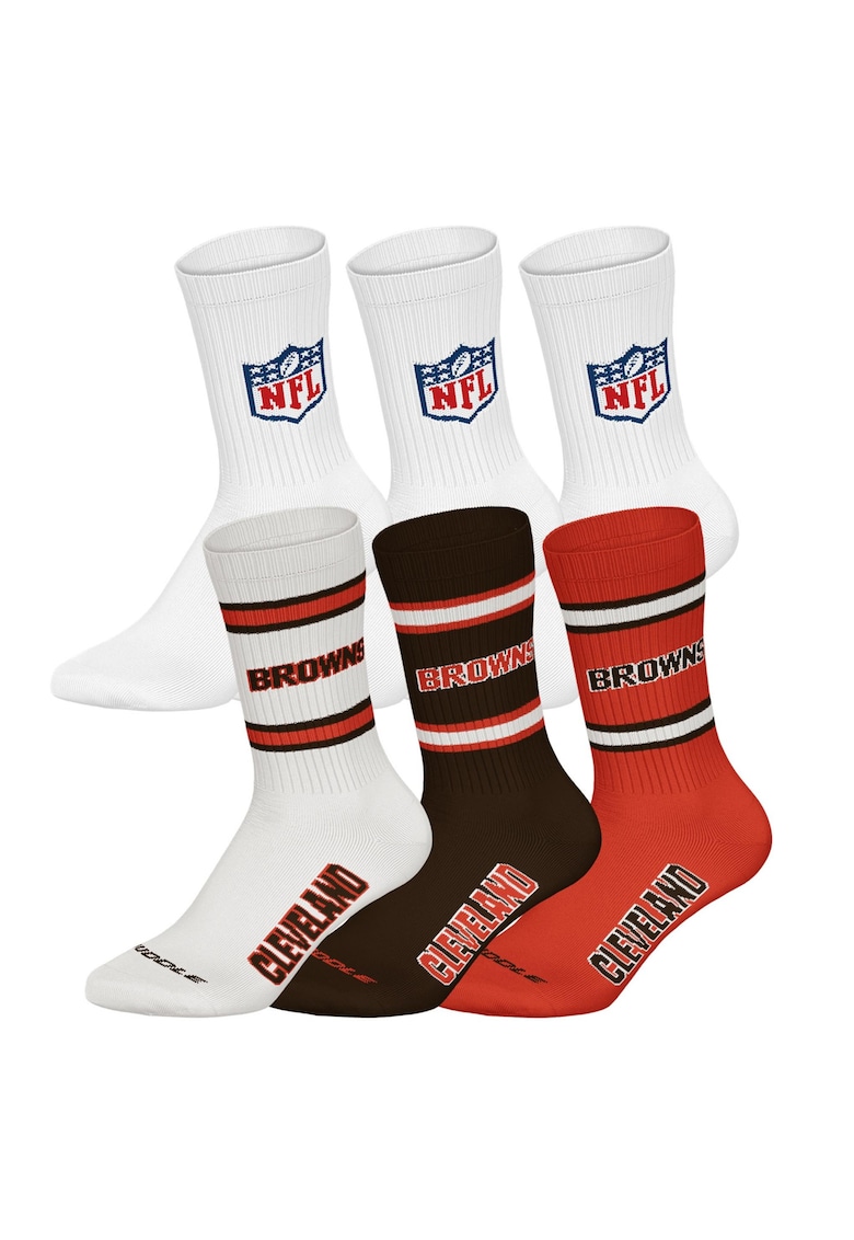Nfl Set de sosete lungi unisex - 6 perechi - Alb/Maro inchis/Rosu deschis