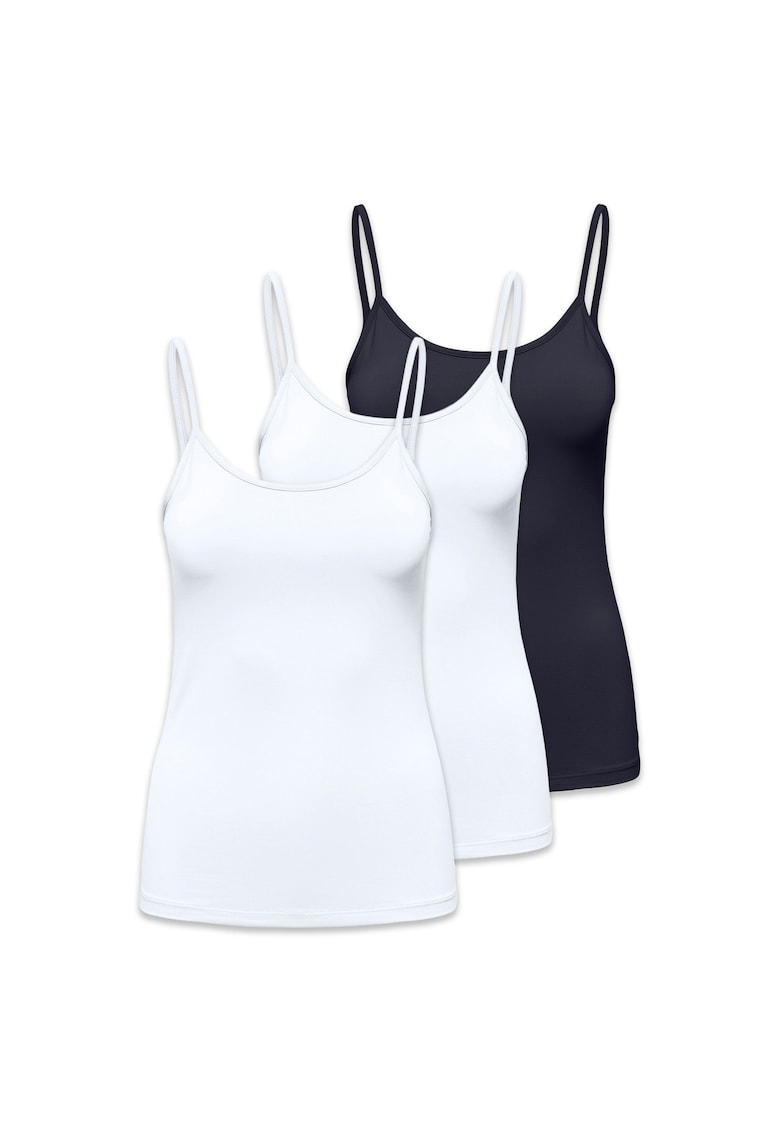 Set de topuri cu model uni - 3 piese - Alb/Albastru