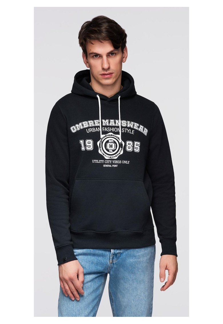 Hanorac si imprimeu college B1714 - Negru