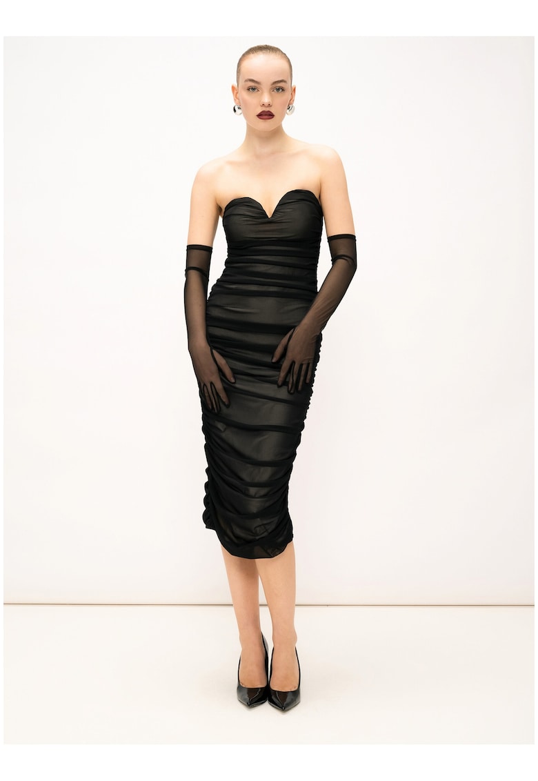 Rochie cambrata midi Edera Chic - Negru