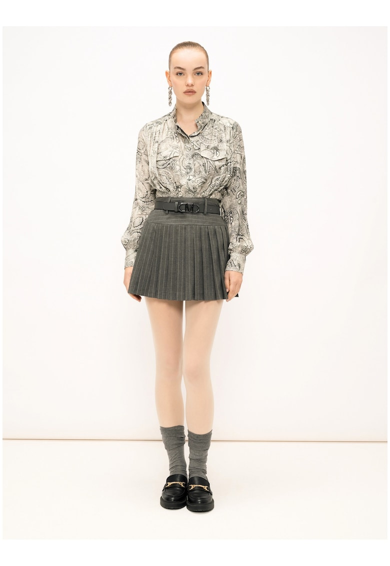 Fusta mini cu pliuri Lunaria Elite - Gri