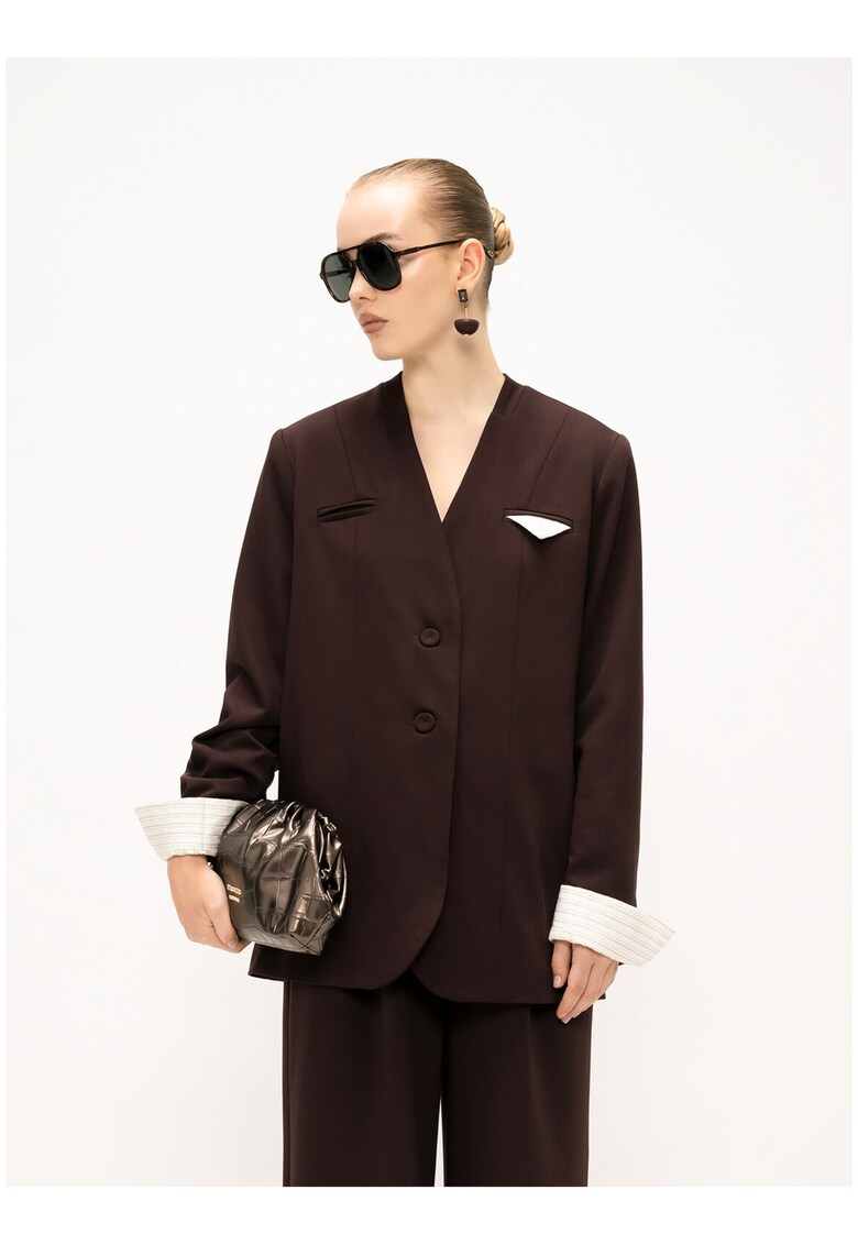 Sacou uni cu detalii contrastante Elora