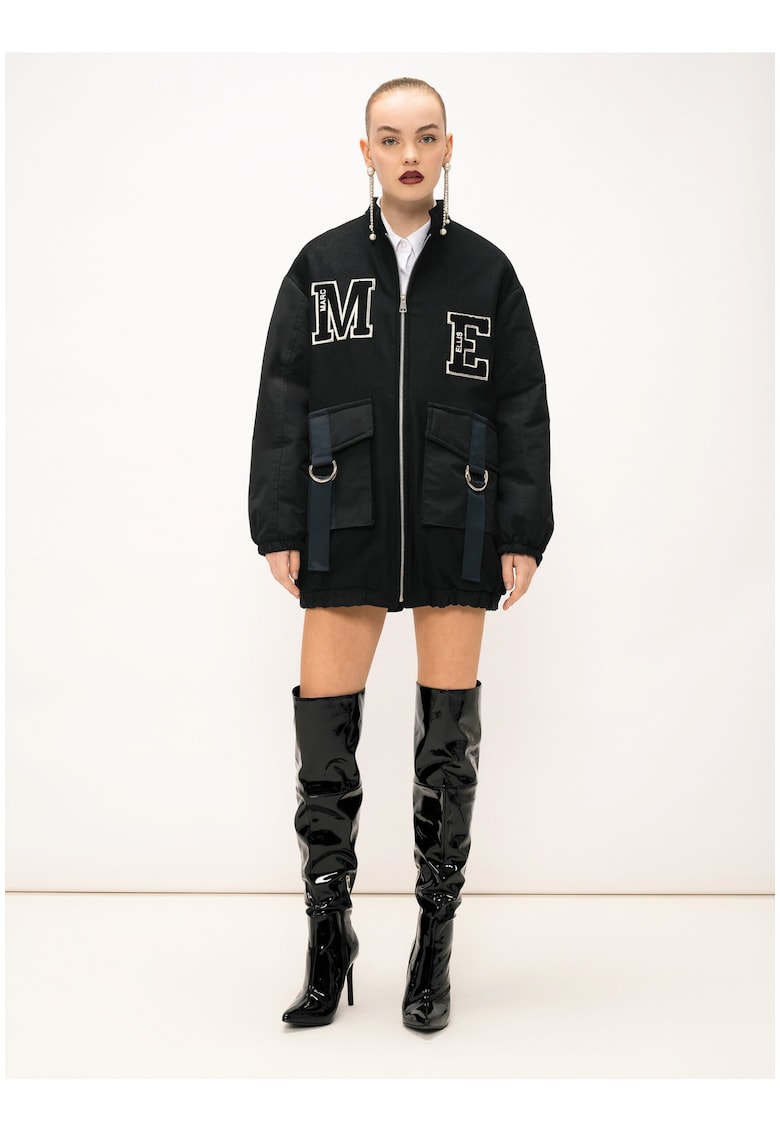 Jacheta lunga din amestec de lana cu maneci cazute Embera