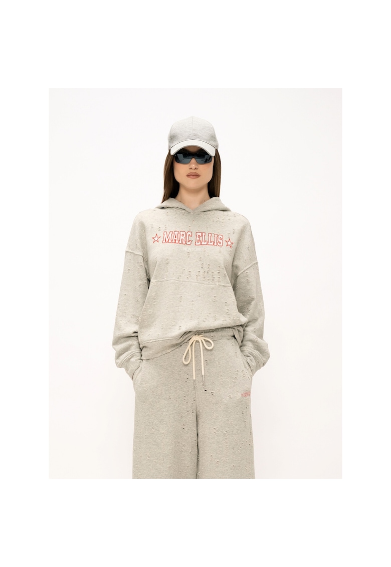 Hanorac cu maneci cazute - imprimeu si aspect perforat Orlanda