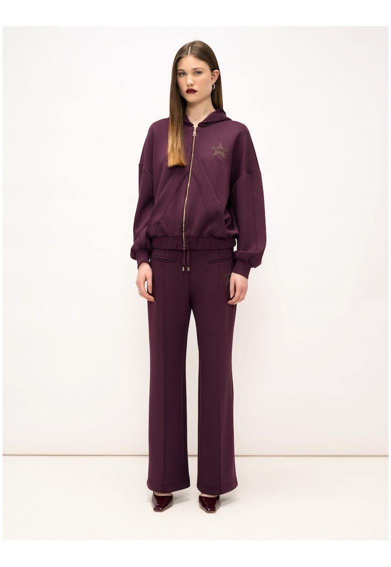 Pantaloni evazati cu detalii cu pensa - Violet tyrian