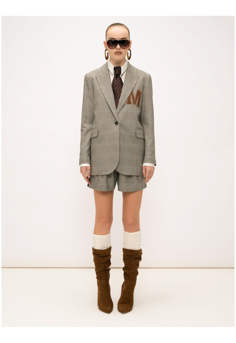 Pantaloni scurti cu model in carouri - Gri/Maro camel