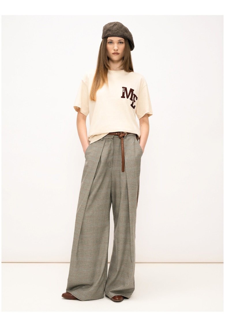 Pantaloni palazzo cu model in carouri